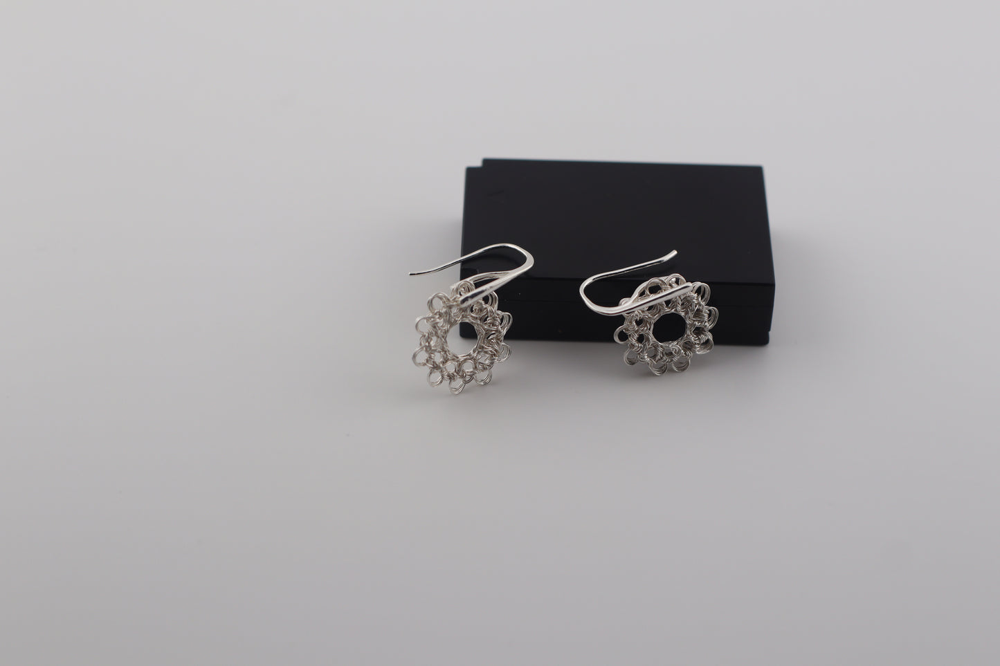 earrings fine silver threads in crochet technique. Unique and original design,